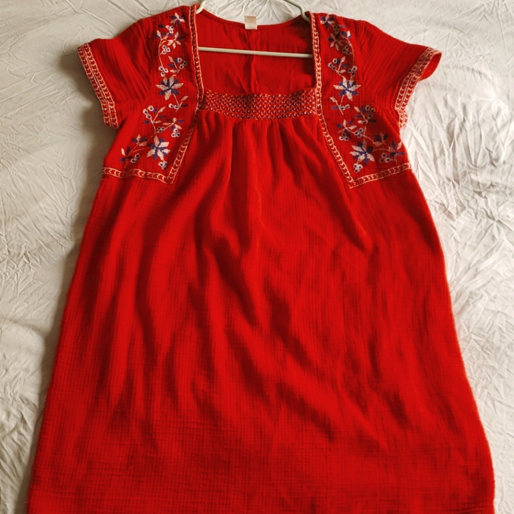 Vibrant embroidered smock dress